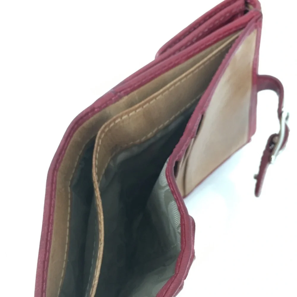 Y2K Vintage Rare Coach Zoe Legacy Buckle Bifold Wallet Red Leather Mini 4”